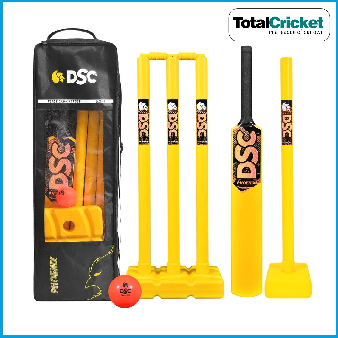 DSC 2025 PHOENIX PLASTIC BAT, BALL AND STUMPS BAGGED BEACH & BACKYARD SET (Copy)