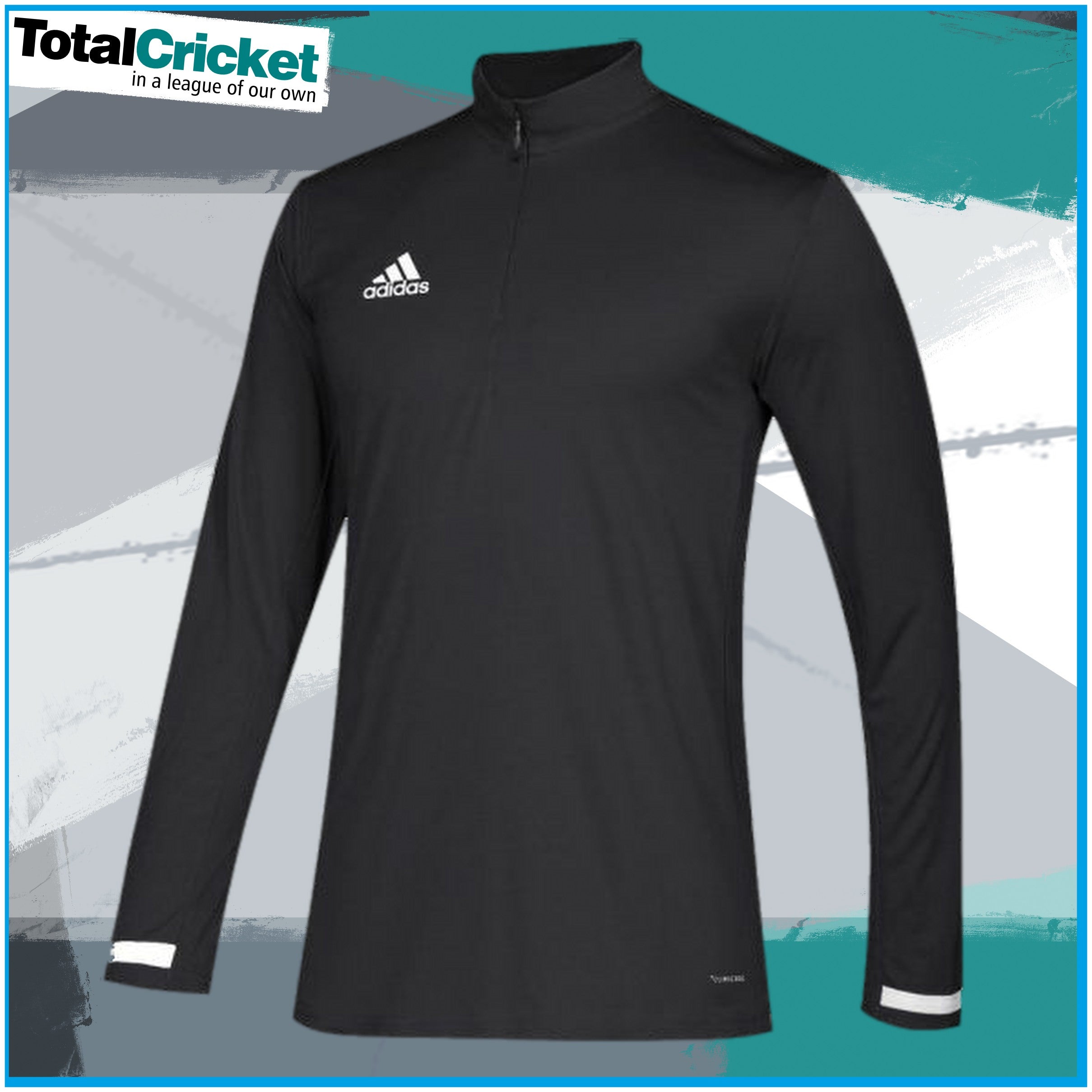 Adidas T19 Mens 1/4 Zip Long Sleeve Top Black/White